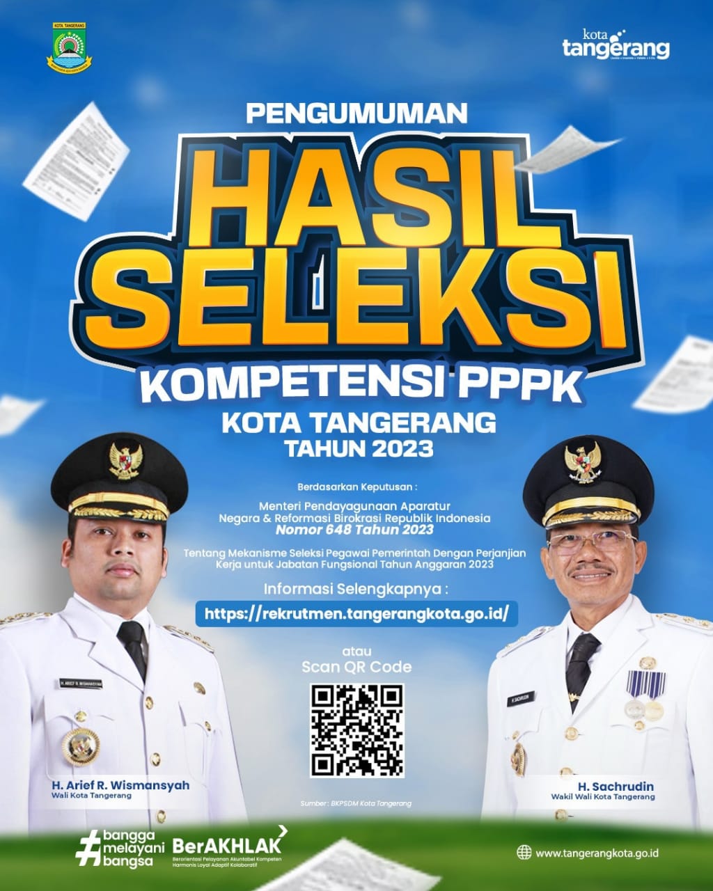 Pengumuman Hasil Seleksi Kompetensi PPPK Kota Tangerang Tahun 2023.