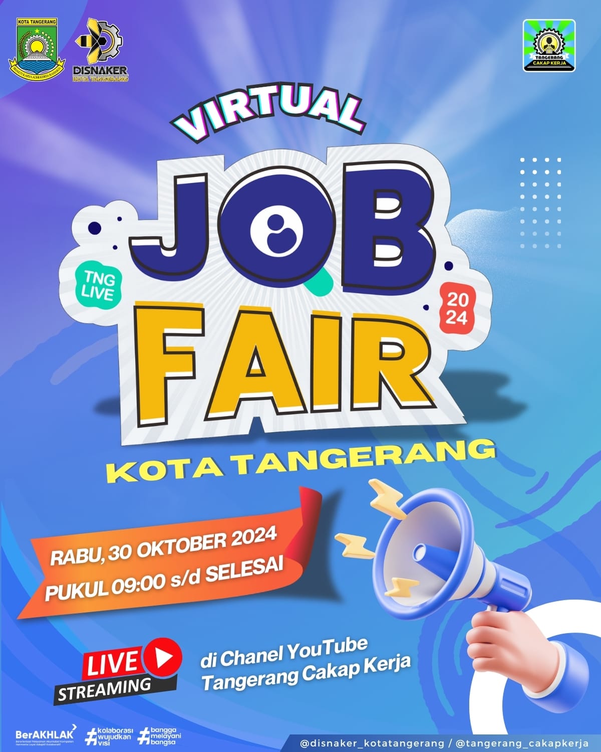 Disnaker Kota Tangerang Kembali Menyelenggarakan Virtual Job Fair.