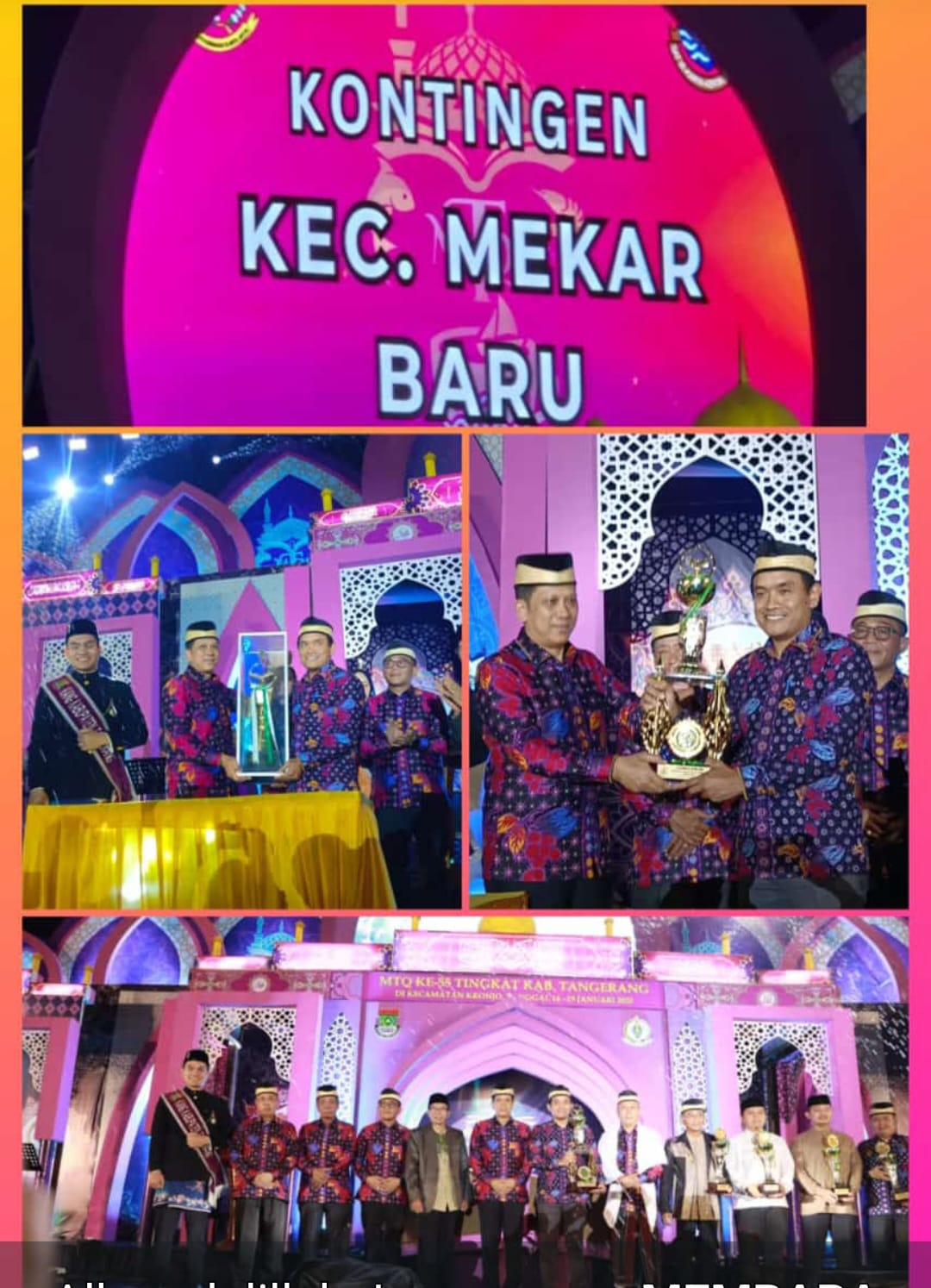 Kecamatan Mekar Baru Juara Umum MTQ Ke 55 Tingkat Kabupaten Tangerang.